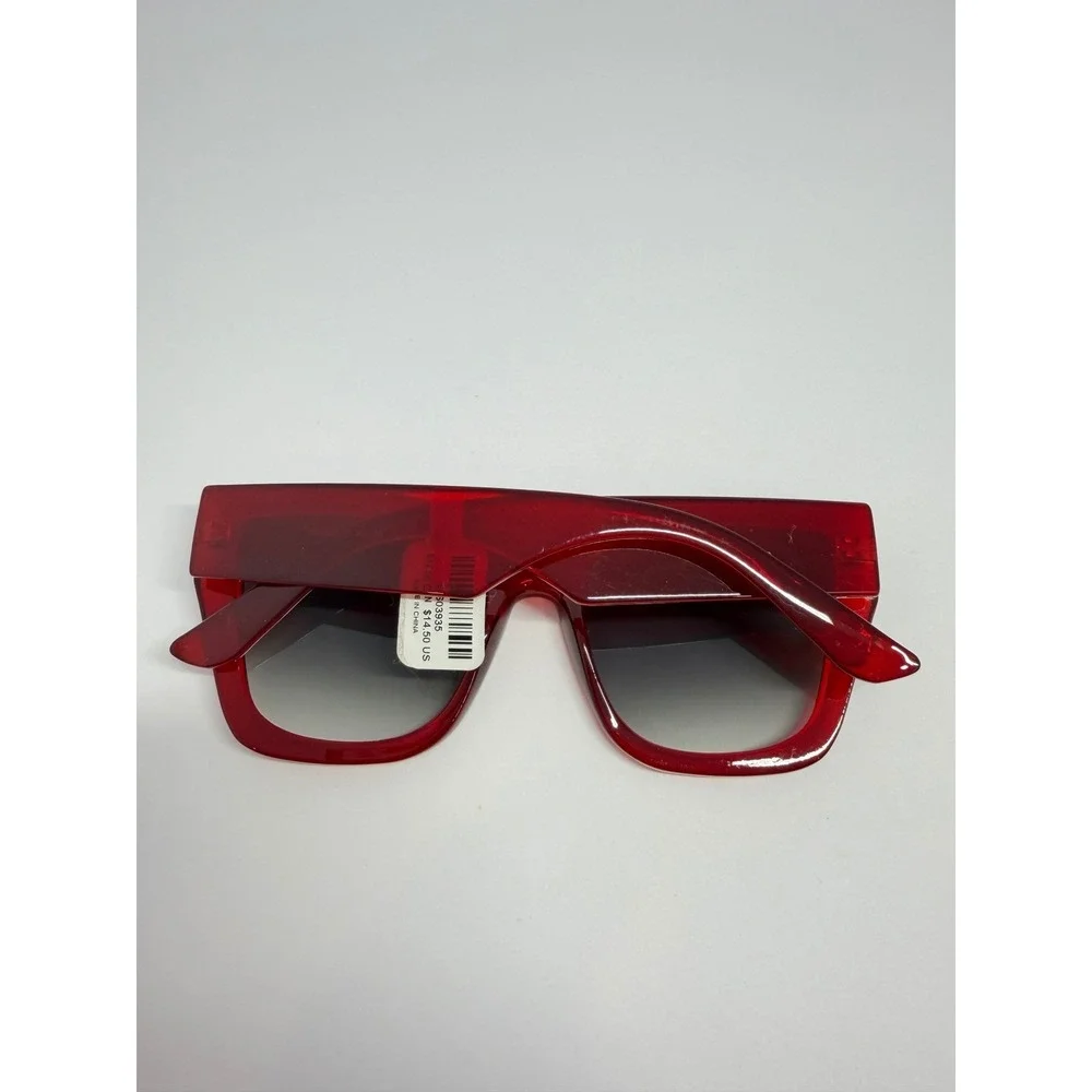 Torrid Red Classic Oversized Retro Chic Square Sunglasses Translucent Frame